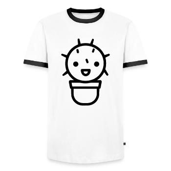 Kaktus - Männer Kontrast-T-Shirt - Weiß/Schwarz - Vorne - AI Model Female 172 light (172cm) & AI Model Male 178 dark (178cm)