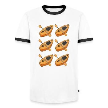 kayak 6fach - Männer Kontrast-T-Shirt - Weiß/Schwarz - Vorne - AI Model Female 172 light (172cm) & AI Model Male 178 dark (178cm)
