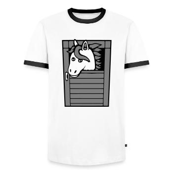 Horse Stable Pony Horse Peeps Cute - Men's Ringer Shirt - white/black - Front - AI Model Female 172 light (172cm) & AI Model Male 178 dark (178cm)