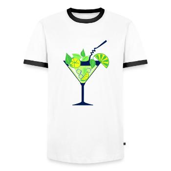morito Glas mojito cocktail alcohol aperitif 2202 - Männer Kontrast-T-Shirt - Weiß/Schwarz - Vorne - AI Model Female 172 light (172cm) & AI Model Male 178 dark (178cm)