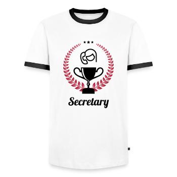 Secretary / Secretariat / Sekretärin / Secrétaire - Men's Ringer Shirt - white/black - Front - AI Model Female 172 light (172cm) & AI Model Male 178 dark (178cm)
