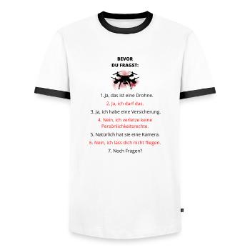 Drohne Spruch - Männer Kontrast-T-Shirt - Weiß/Schwarz - Vorne - AI Model Female 172 light (172cm) & AI Model Male 178 dark (178cm)