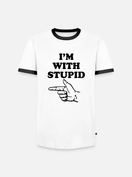 I'm with stupid - Männer Kontrast-T-Shirt - Weiß/Schwarz