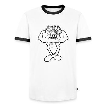 bodybuilder forme physique solide séance d'entraîn - T-shirt contrasté Homme - blanc/noir - Devant - AI Model Female 172 light (172cm) & AI Model Male 178 dark (178cm)