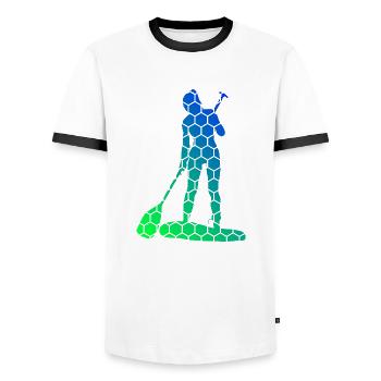 Standup Paddling Stand up Paddling Board Men - Men's Ringer Shirt - white/black - Front - AI Model Female 172 light (172cm) & AI Model Male 178 dark (178cm)