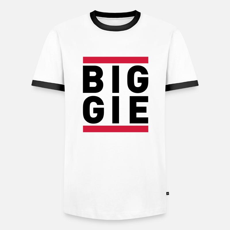 biggie - Men's Ringer Shirt - white/black