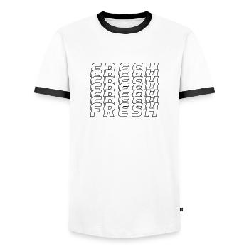 Fresh - Men's Ringer Shirt - white/black - Front - AI Model Female 172 light (172cm) & AI Model Male 178 dark (178cm)