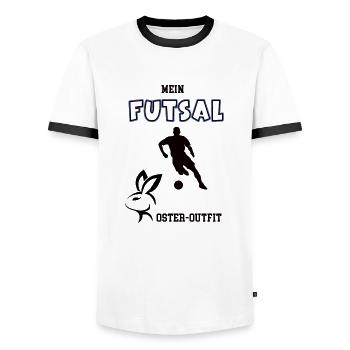 Futsal Frohe Ostern Futsaler Oster Outfit Spieler - Männer Kontrast-T-Shirt - Weiß/Schwarz - Vorne - AI Model Female 172 light (172cm) & AI Model Male 178 dark (178cm)
