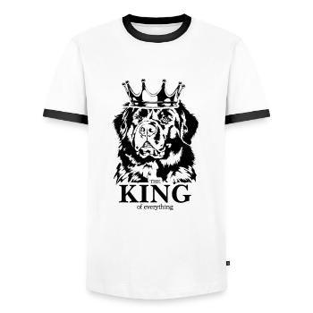 Terre-Neuve Roi de tout ce qui dit chiens - T-shirt contrasté Homme - blanc/noir - Devant - AI Model Female 172 light (172cm) & AI Model Male 178 dark (178cm)