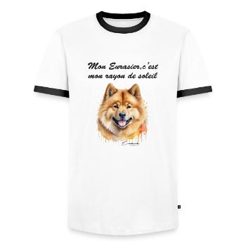 Eurasier rayon de soleil - T-shirt contrasté Homme - blanc/noir - Devant - AI Model Female 172 light (172cm) & AI Model Male 178 dark (178cm)