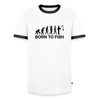 Evolution Fishing - Men's Ringer Shirt - white/black - Front - AI Model Female 172 light (172cm) & AI Model Male 178 dark (178cm)