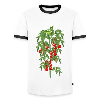 Tomate Garten Tomatenpflanze - Männer Kontrast-T-Shirt - Weiß/Schwarz - Vorne - AI Model Female 172 light (172cm) & AI Model Male 178 dark (178cm)