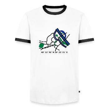 carte de la ville de Vienne Vienne - T-shirt contrasté Homme - blanc/noir - Devant - AI Model Female 172 light (172cm) & AI Model Male 178 dark (178cm)