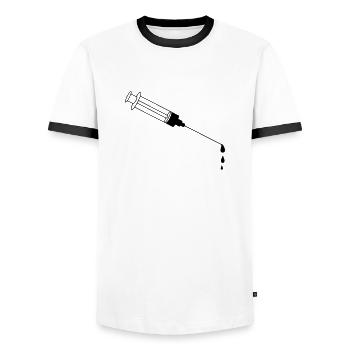 Blood Syringe - T-shirt contrasté Homme - blanc/noir - Devant - AI Model Female 172 light (172cm) & AI Model Male 178 dark (178cm)
