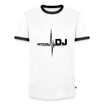 DJ Cool Club Musique Pulse Heartbeat officiel - T-shirt contrasté Homme - blanc/noir - Devant - AI Model Female 172 light (172cm) & AI Model Male 178 dark (178cm)