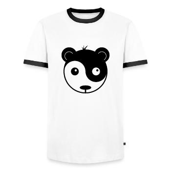 panda ying yang - T-shirt contrasté Homme - blanc/noir - Devant - AI Model Female 172 light (172cm) & AI Model Male 178 dark (178cm)