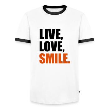 Sourire - T-shirt contrasté Homme - blanc/noir - Devant - AI Model Female 172 light (172cm) & AI Model Male 178 dark (178cm)