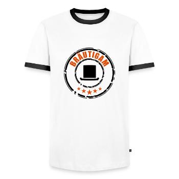 Bräutigam Stempel - Männer Kontrast-T-Shirt - Weiß/Schwarz - Vorne - AI Model Female 172 light (172cm) & AI Model Male 178 dark (178cm)
