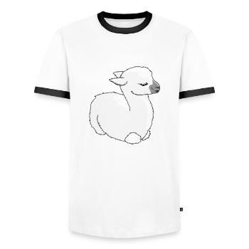 Baby-Lama - Männer Kontrast-T-Shirt - Weiß/Schwarz - Vorne - AI Model Female 172 light (172cm) & AI Model Male 178 dark (178cm)