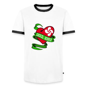 basque heart - Men's Ringer Shirt - white/black - Front - AI Model Female 172 light (172cm) & AI Model Male 178 dark (178cm)
