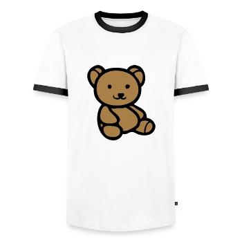 l ours les ours peluche - T-shirt contrasté Homme - blanc/noir - Devant - AI Model Female 172 light (172cm) & AI Model Male 178 dark (178cm)