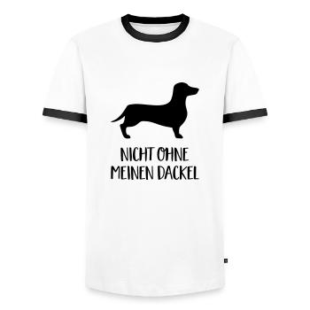 Nicht ohne meinen Dackel - Männer Kontrast-T-Shirt - Weiß/Schwarz - Vorne - AI Model Female 172 light (172cm) & AI Model Male 178 dark (178cm)