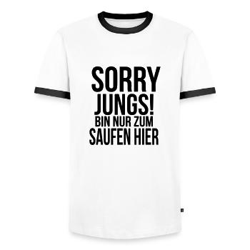 sorry jungs - Männer Kontrast-T-Shirt - Weiß/Schwarz - Vorne - AI Model Female 172 light (172cm) & AI Model Male 178 dark (178cm)