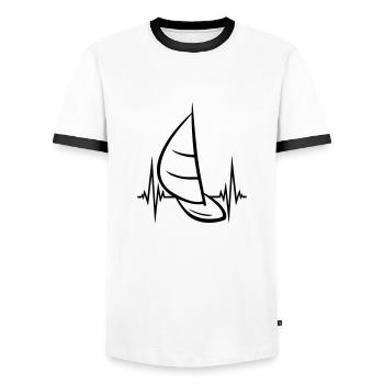heartbeat pulse frequency sea waves boat sailing s - Men's Ringer Shirt - white/black - Front - AI Model Female 172 light (172cm) & AI Model Male 178 dark (178cm)