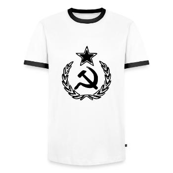 udssr - Männer Kontrast-T-Shirt - Weiß/Schwarz - Vorne - AI Model Female 172 light (172cm) & AI Model Male 178 dark (178cm)