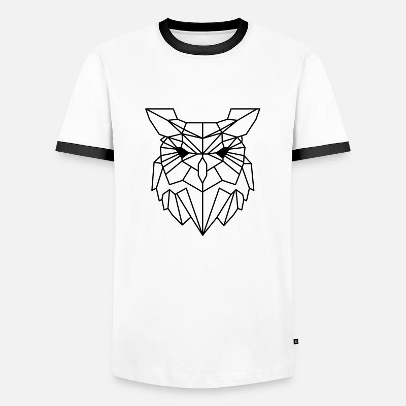 Eule - Männer Kontrast-T-Shirt - Weiß/Schwarz