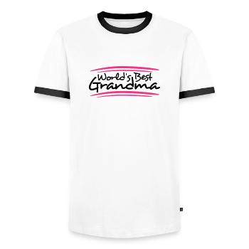 Mondes meilleure grand-maman - T-shirt contrasté Homme - blanc/noir - Devant - AI Model Female 172 light (172cm) & AI Model Male 178 dark (178cm)