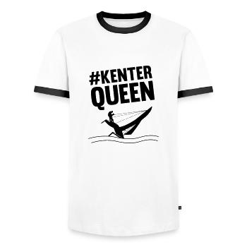 Kenter Queen II - Männer Kontrast-T-Shirt - Weiß/Schwarz - Vorne - AI Model Female 172 light (172cm) & AI Model Male 178 dark (178cm)