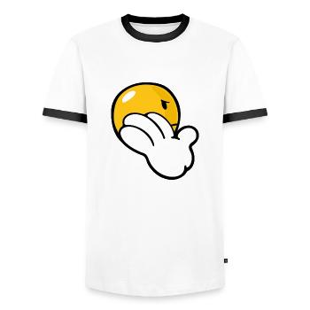 Smiley Anger Uninterested - Männer Kontrast-T-Shirt - Weiß/Schwarz - Vorne - AI Model Female 172 light (172cm) & AI Model Male 178 dark (178cm)