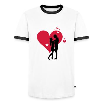 Liebe - Paar Herz - Männer Kontrast-T-Shirt - Weiß/Schwarz - Vorne - AI Model Female 172 light (172cm) & AI Model Male 178 dark (178cm)