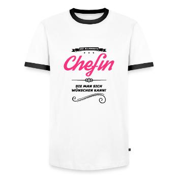 chefin allerbeste design - Männer Kontrast-T-Shirt - Weiß/Schwarz - Vorne - AI Model Female 172 light (172cm) & AI Model Male 178 dark (178cm)