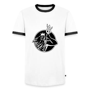 poseidon triton 2 - Men's Ringer Shirt - white/black - Front - AI Model Female 172 light (172cm) & AI Model Male 178 dark (178cm)