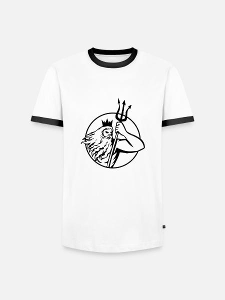poseidon triton - Men's Ringer Shirt - white/black