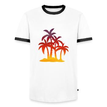 Sunset palm summer - T-shirt contrasté Homme - blanc/noir - Devant - AI Model Female 172 light (172cm) & AI Model Male 178 dark (178cm)