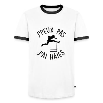 j'peux pas j'ai haies cadeau humour - T-shirt contrasté Homme - blanc/noir - Devant - AI Model Female 172 light (172cm) & AI Model Male 178 dark (178cm)