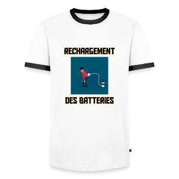 Rechargement des batteries occasion spéciale - T-shirt contrasté Homme - blanc/noir - Devant - AI Model Female 172 light (172cm) & AI Model Male 178 dark (178cm)