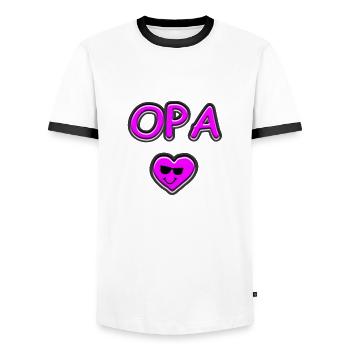 Opa - Männer Kontrast-T-Shirt - Weiß/Schwarz - Vorne - AI Model Female 172 light (172cm) & AI Model Male 178 dark (178cm)