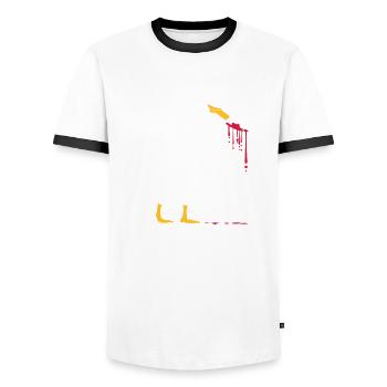 Bloody knife geese - Men's Ringer Shirt - white/black - Front - AI Model Female 172 light (172cm) & AI Model Male 178 dark (178cm)