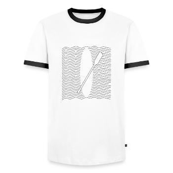 Stand Up Paddle SUP Board Surfing - Men's Ringer Shirt - white/black - Front - AI Model Female 172 light (172cm) & AI Model Male 178 dark (178cm)