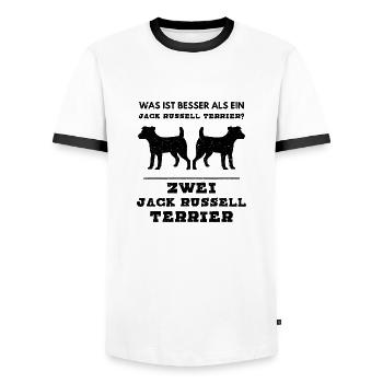 Jack Russel Terrier Hundeliebhaber Hundehalter - Männer Kontrast-T-Shirt - Weiß/Schwarz - Vorne - AI Model Female 172 light (172cm) & AI Model Male 178 dark (178cm)