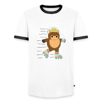 Patins à roulettes - T-shirt contrasté Homme - blanc/noir - Devant - AI Model Female 172 light (172cm) & AI Model Male 178 dark (178cm)
