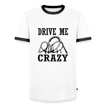 Rollercoaster Roller Coaster Amusement Park - Men's Ringer Shirt - white/black - Front - AI Model Female 172 light (172cm) & AI Model Male 178 dark (178cm)