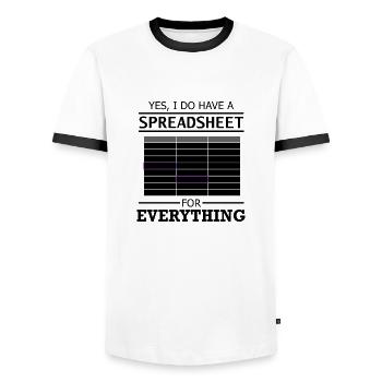 Spreadsheet Lustiges Sprichwort Statistiker - Männer Kontrast-T-Shirt - Weiß/Schwarz - Vorne - AI Model Female 172 light (172cm) & AI Model Male 178 dark (178cm)