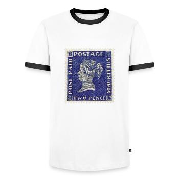 Ile Maurice Bleue - T-shirt contrasté Homme - blanc/noir - Devant - AI Model Female 172 light (172cm) & AI Model Male 178 dark (178cm)