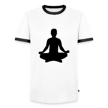 Yoga Position Silhouette - Men's Ringer Shirt - white/black - Front - AI Model Female 172 light (172cm) & AI Model Male 178 dark (178cm)