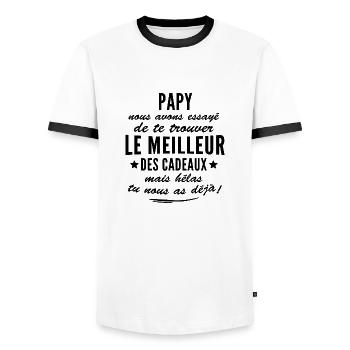 Papy / citation humour papy - T-shirt contrasté Homme - blanc/noir - Devant - AI Model Female 172 light (172cm) & AI Model Male 178 dark (178cm)